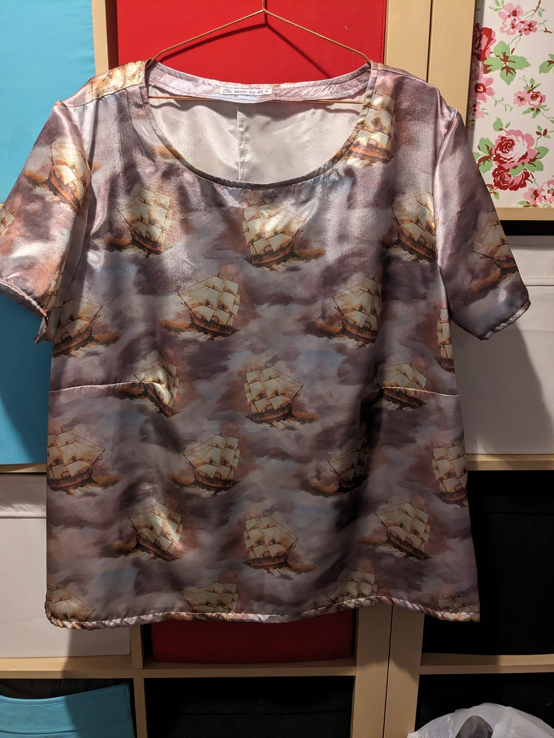 Customer photo review of Sailing Ships Satin Fabric