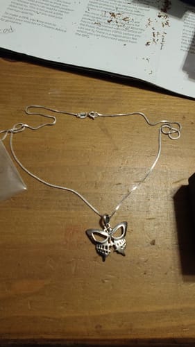Customer photo review of Just Love Skulls Silver Necklace