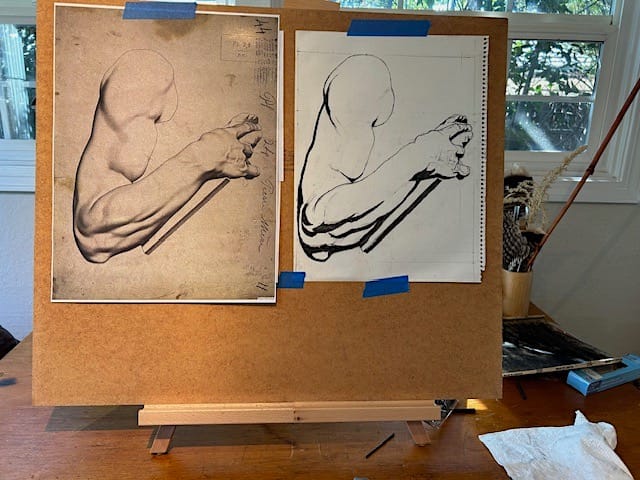 Customer photo review of Bargue Plate 1, 24. Arm of Moses, by Michelangelo (Bras du Moïse de Michel-Ange)
