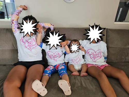 Customer photo review of Sister Squad Matching Kids T-Shirts