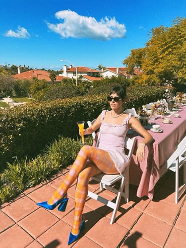 Customer photo review of COCO tights Sherbet Plaid