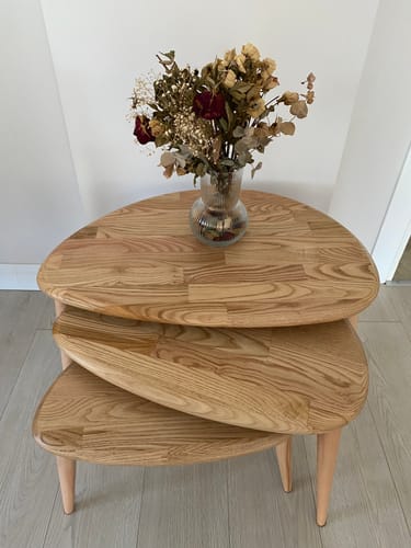 Customer photo review of Ercol Style Masif Kestane Üçlü Zigon Sehpa Takımı