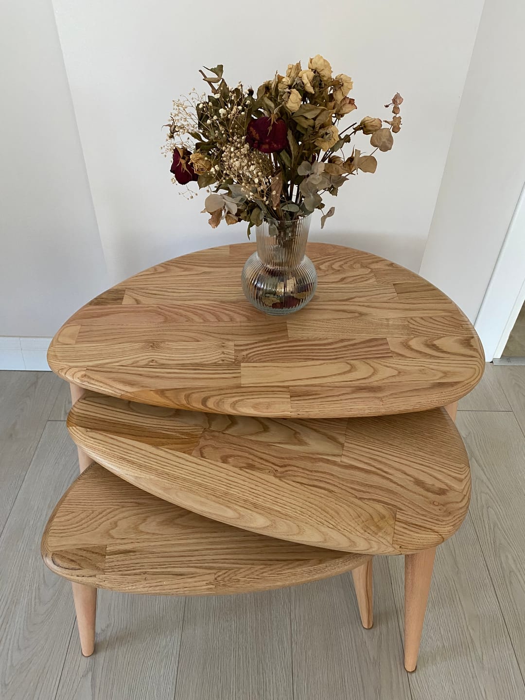 Customer photo review of Ercol Style Masif Kestane Üçlü Zigon Sehpa Takımı