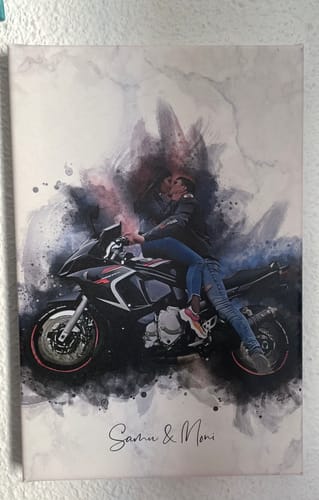 Customer photo review of Foto de tu moto en acuarela | Regalo personalizable para moteros