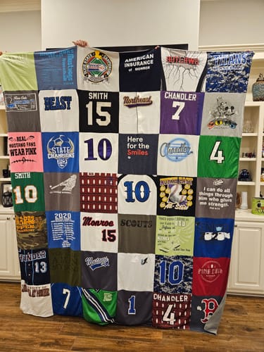 T-shirt quilt featuring chandler high school cheerleading team by Katie from LA
