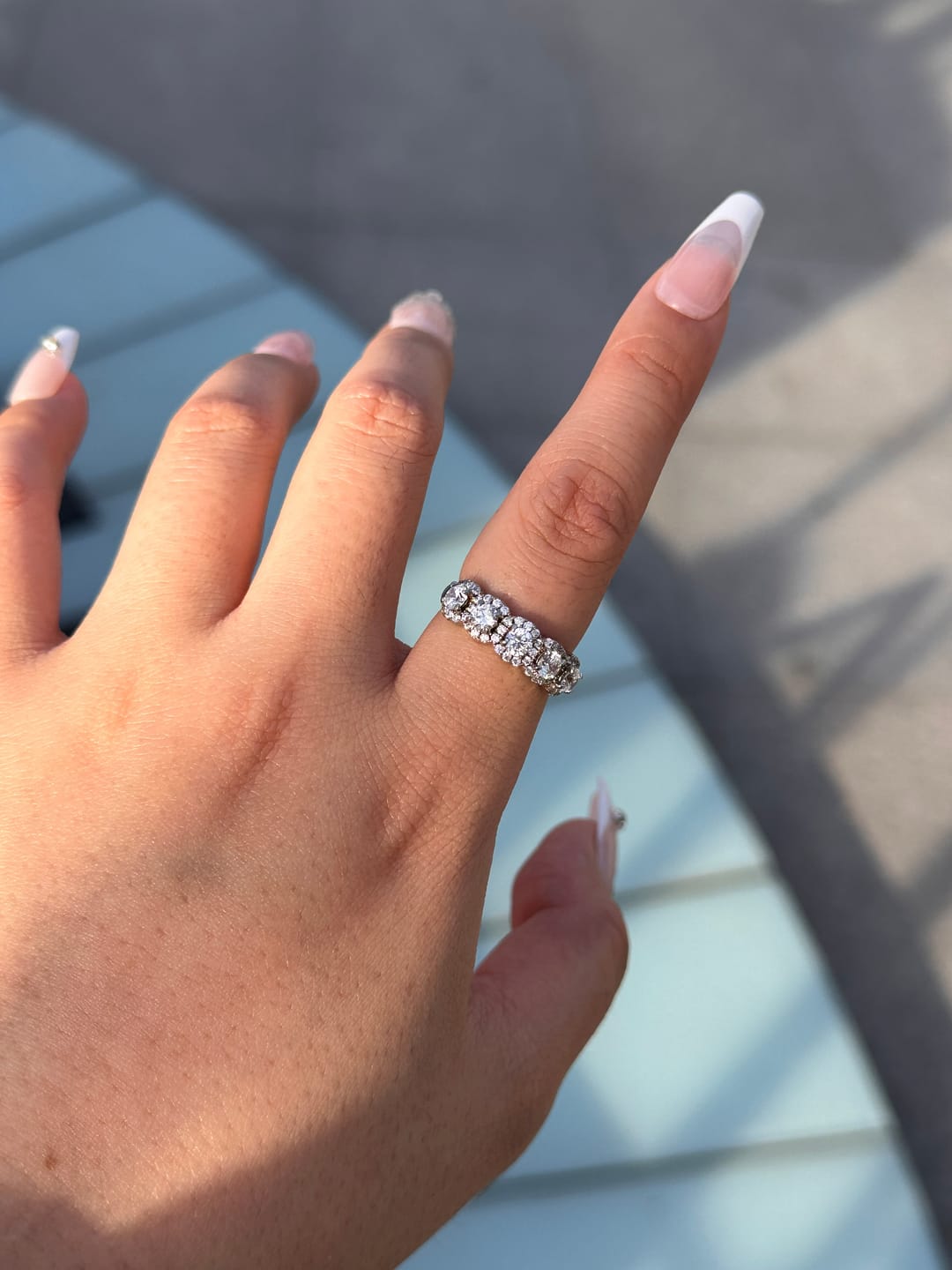 Customer photo review of S925 Round Cut 1.5 Ct Fashion Halo Five Stone Anniversary Ring In Sterling Silver