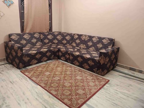 Customer photo review of Black & Beige Ethnic Elastic L-Shape Sofa Slipcovers