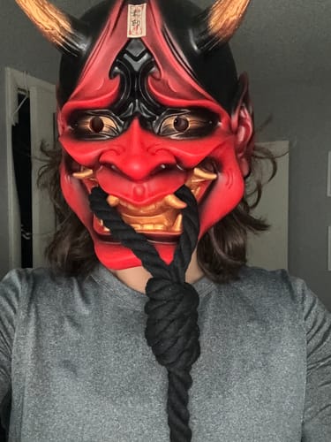 Customer photo review of Red Handcrafted Ghost Hannya Resin Mask