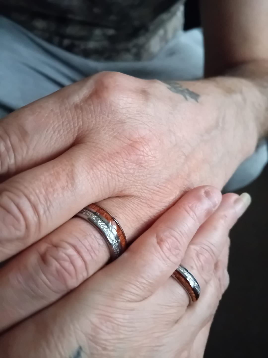 Customer photo review of The Wood and Steel Wonder Ring Set