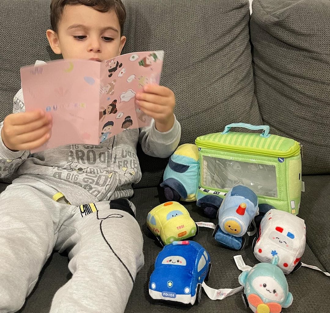 Customer photo review of Personnalisée Premier Ensemble de Jouet Sonore en Peluche de Voitures pour Bébé