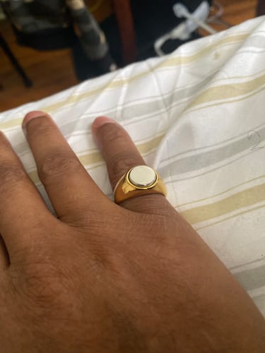 Customer photo review of 2-Tone Circle 18k Gold Stainless Steel Ring