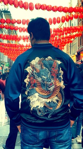 Customer photo review of Japanese Blue Dragon Sukajan Jacket