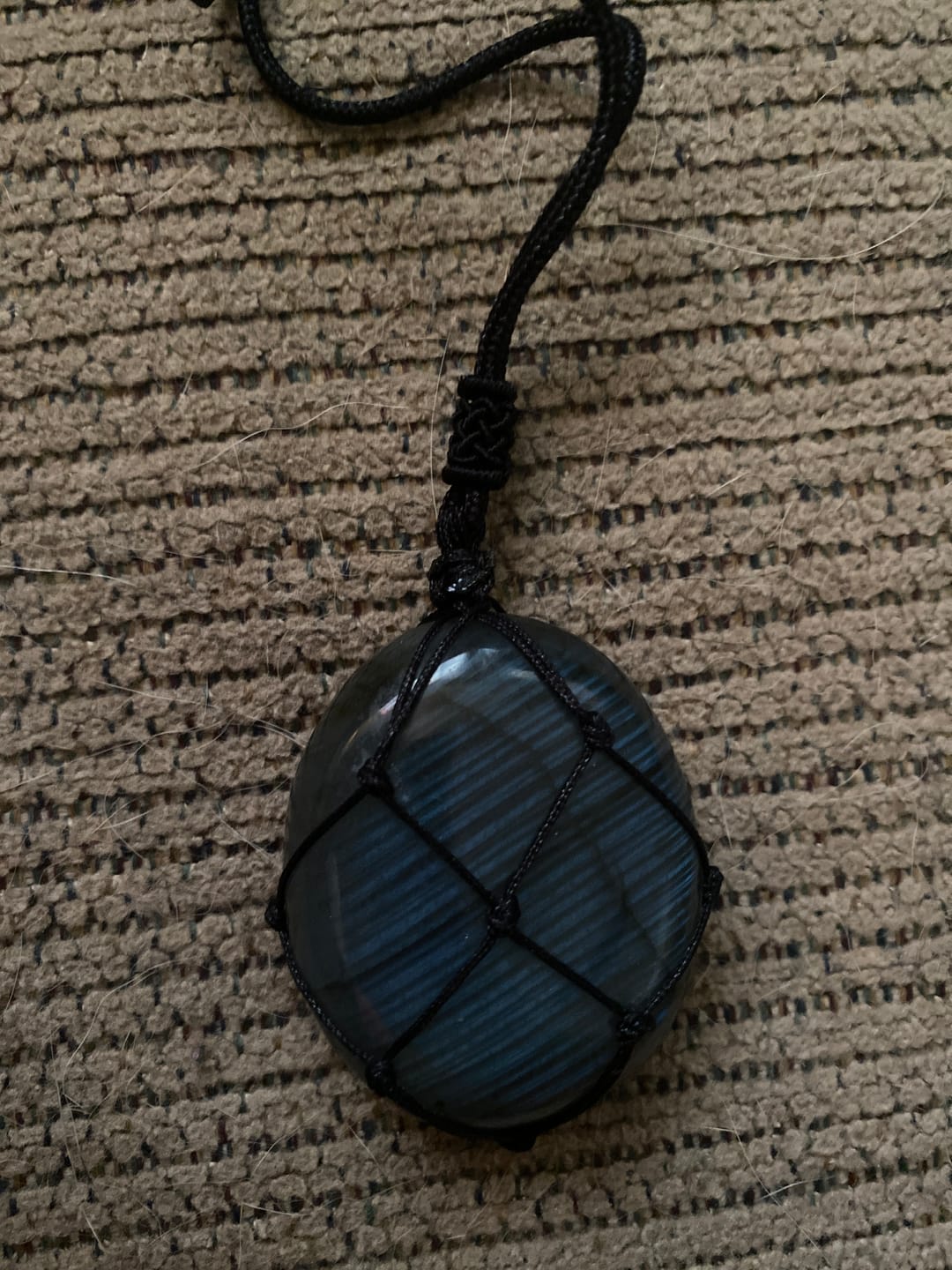 Customer photo review of Dragon's Heart Labradorite Necklace