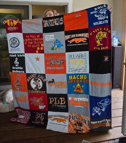 T-shirt quilt featuring panther pride team by Diana from KY