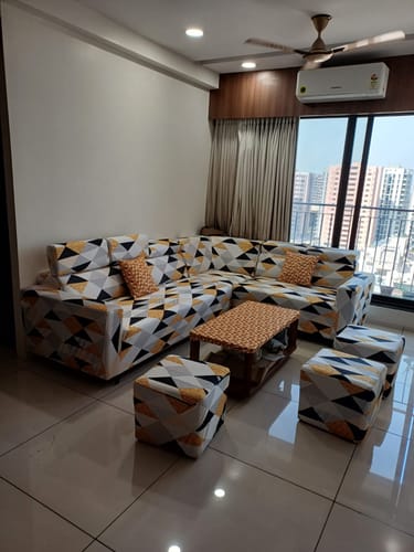 Customer photo review of Prism Orange Elastic L-Shape Sofa Slipcovers.