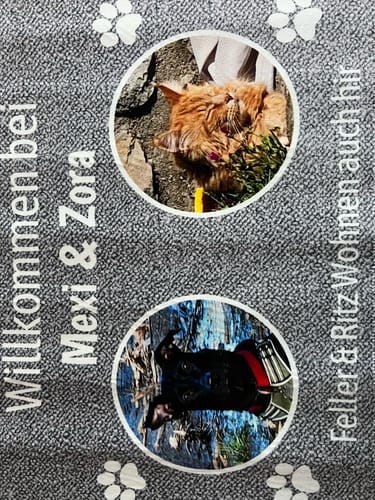 Customer photo review of Willkommen bei Foto Begrüßung - Personalisierte Haustier Foto Fußmatte