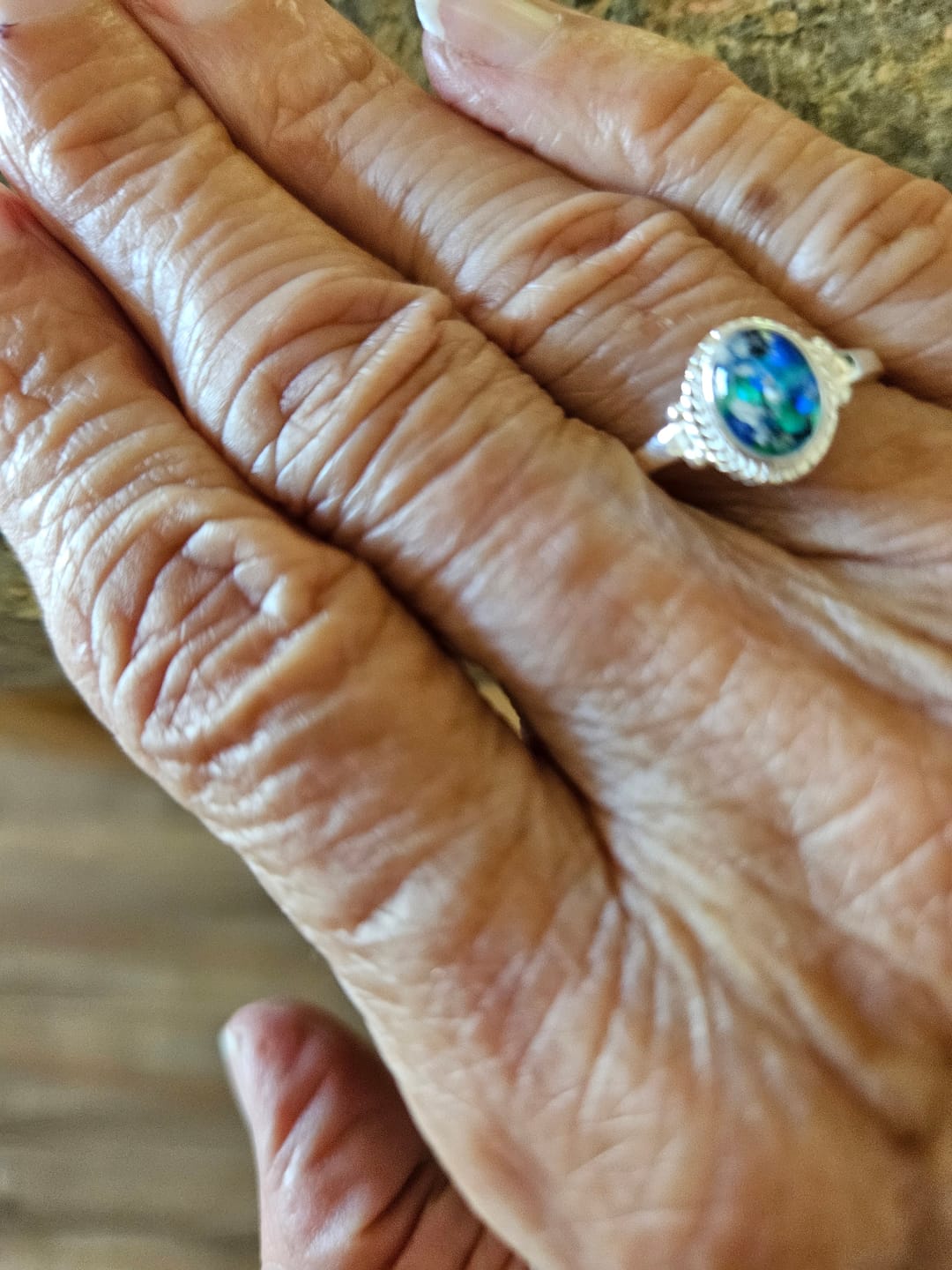 Customer photo review of Braided Oval Ring with Cremation Ashes