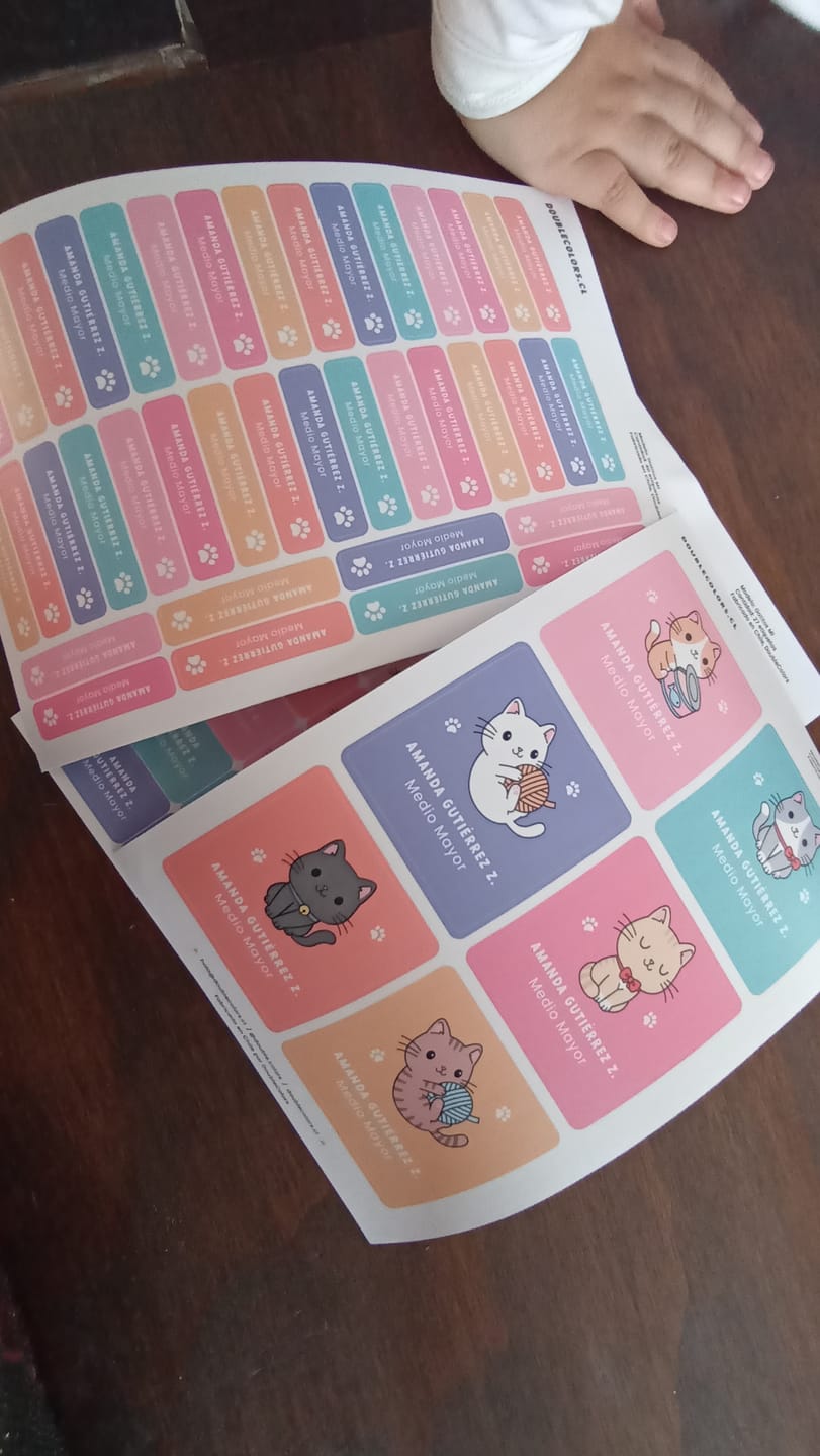 Customer photo review of Etiquetas escolares "Gatitos M1"