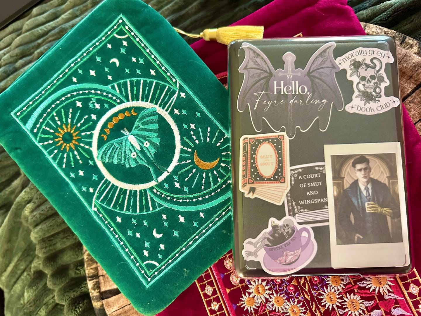 Customer photo review of Luna Moth Kindle & E-Reader Sleeve