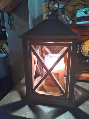 Customer photo review of Weathered Espresso Wooden Lantern Candle Warmer