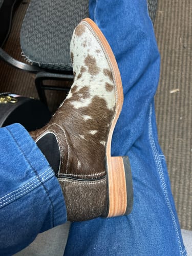 Customer photo review of COWHIDE BLACK AZTEC  | MEN SQUARE TOE WESTERN COWBOY BOOTS