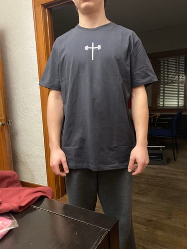 Customer photo review of 2 Timothy 4:17 Performance Tee - Gunmetal