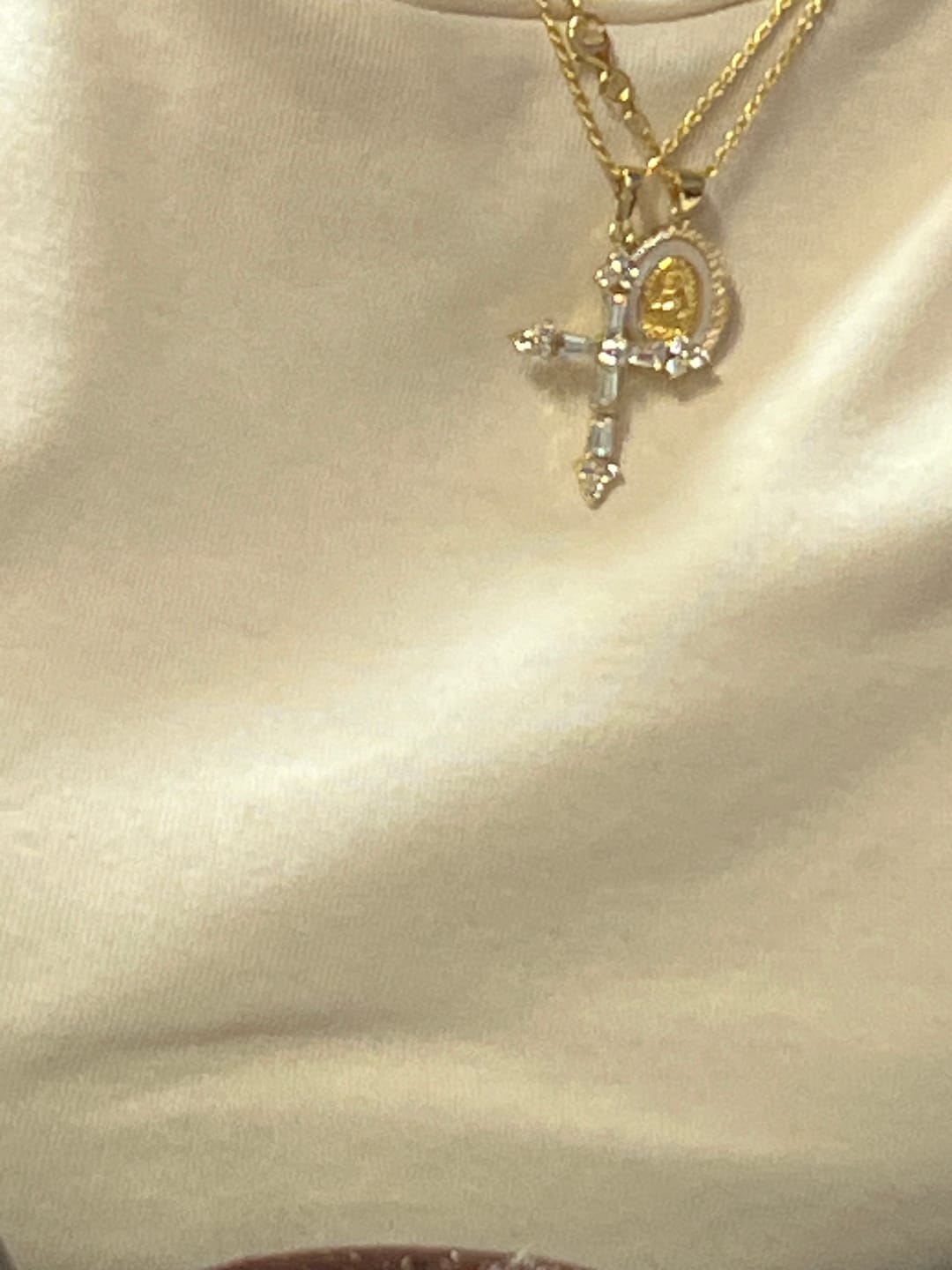Customer photo review of Queen's Cross Necklace