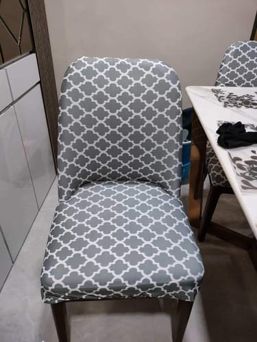 Customer photo review of DivineTrendz Exclusive - Grey Diamond Dining Chair Covers