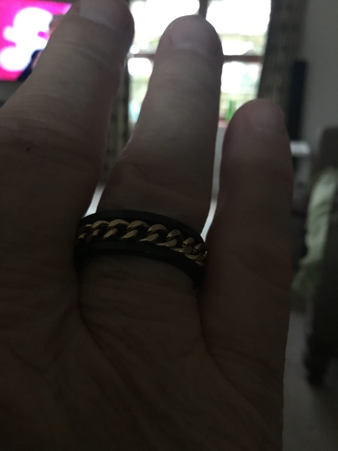 Customer photo review of Black with Gold Rotating Chain 8mm Wonder Ring