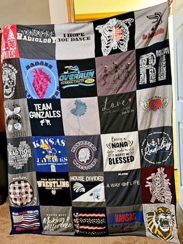 T-shirt quilt featuring kansas wrestling by Brenda from KS