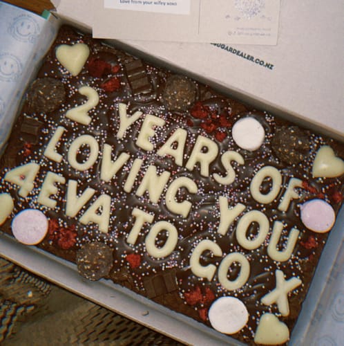 Customer photo review of Mega custom message heart brownie