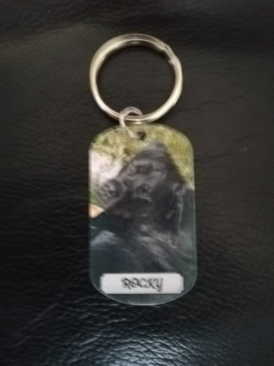 Customer photo review of Photo double face - Porte-clés Dog Tag personnalisé