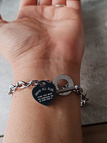 Customer photo review of Proverbs 4:23 Bracelet - Silver