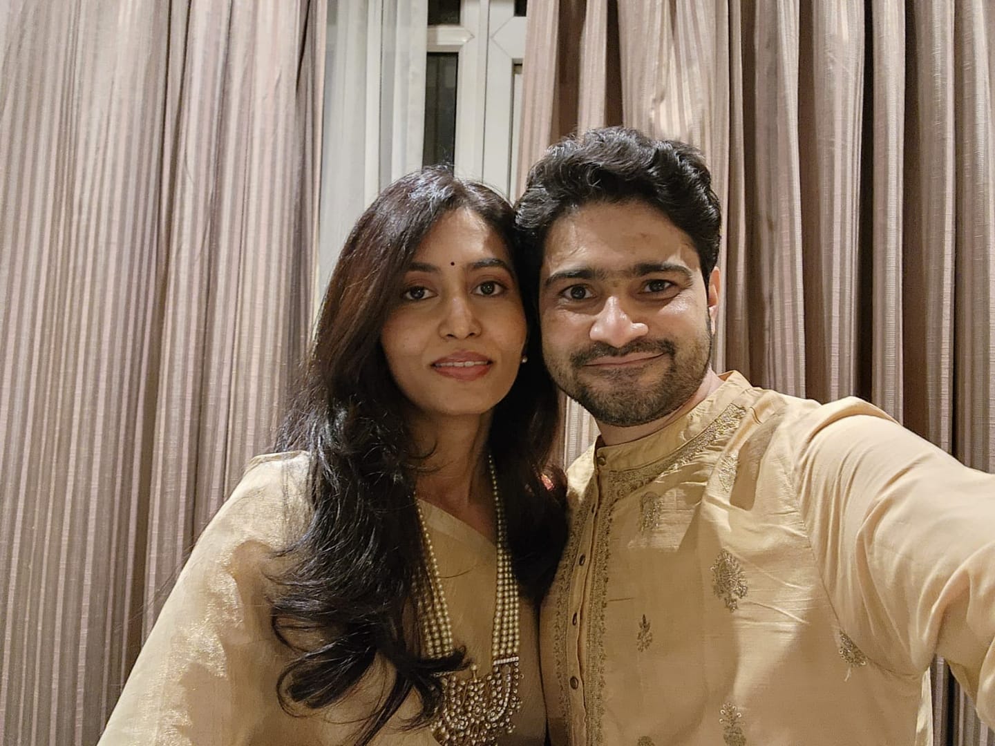 Customer photo review of Handloom Cotton Silk Chanderi Saree Antique Gold Plain Small Border