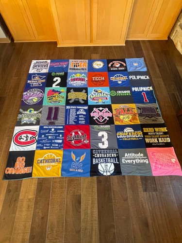 T-shirt quilt featuring crusaders basketball by Tom from MN