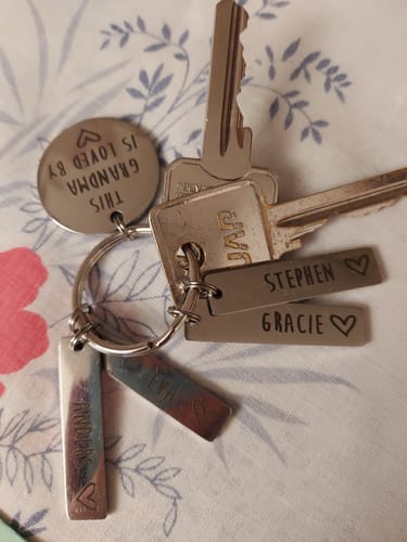 Customer photo review of Personalised Loved By Keyring