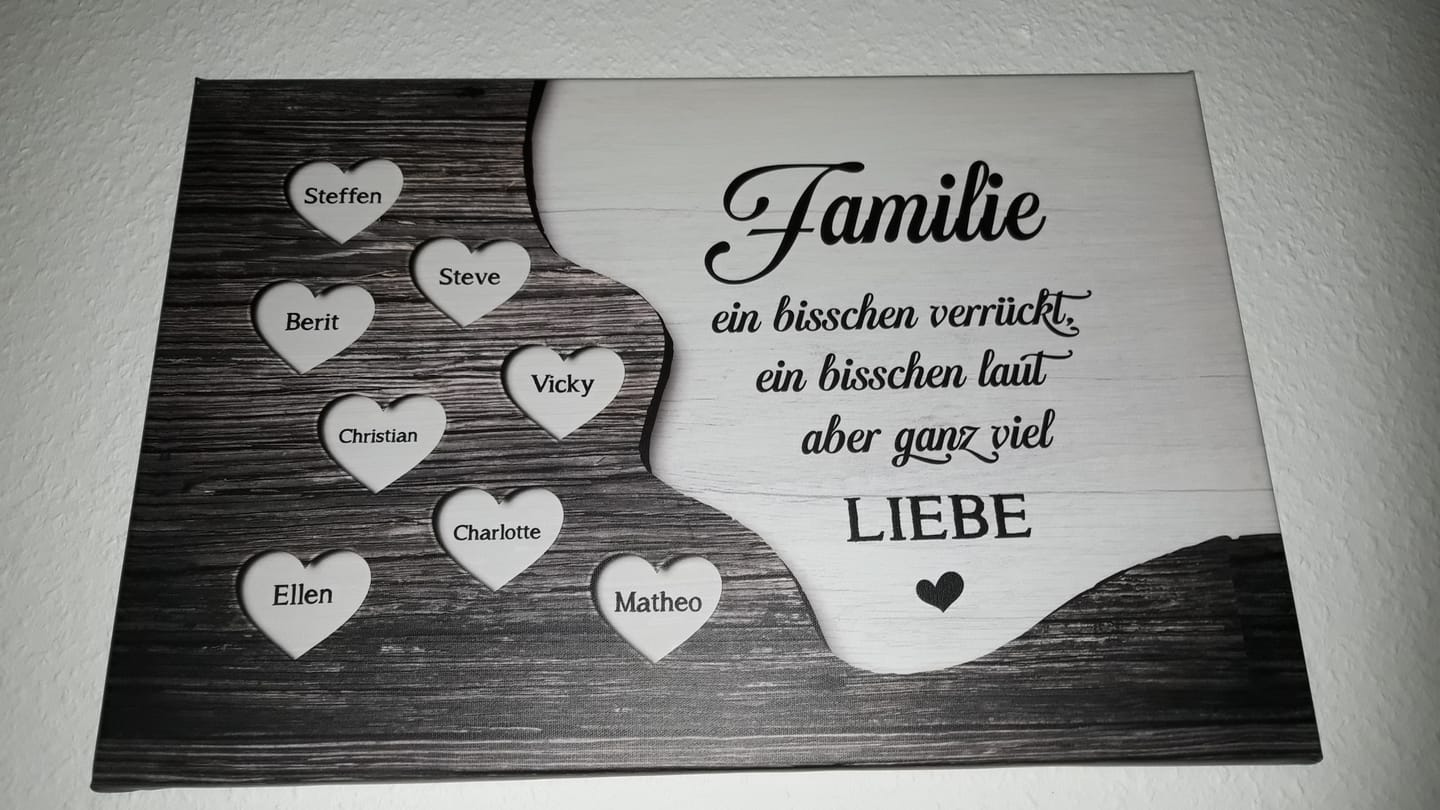 Customer photo review of Familie im Herzen - Familien-Leinwand