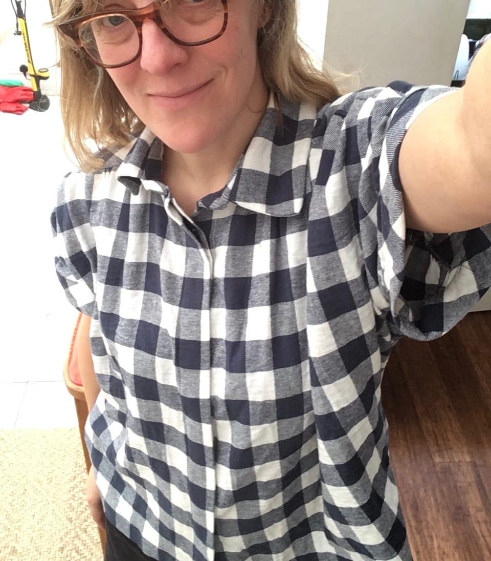 Customer photo review of Blue and Ivory Checkered Brushed Cotton Fabric