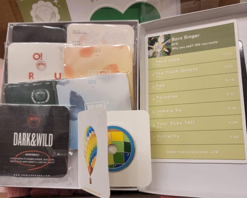 Customer photo review of BTS Anthology CD Enamel Pins Collection Part One