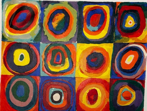 Customer photo review of Color Study: Squares with Concentric Circles - Paint by Numbers