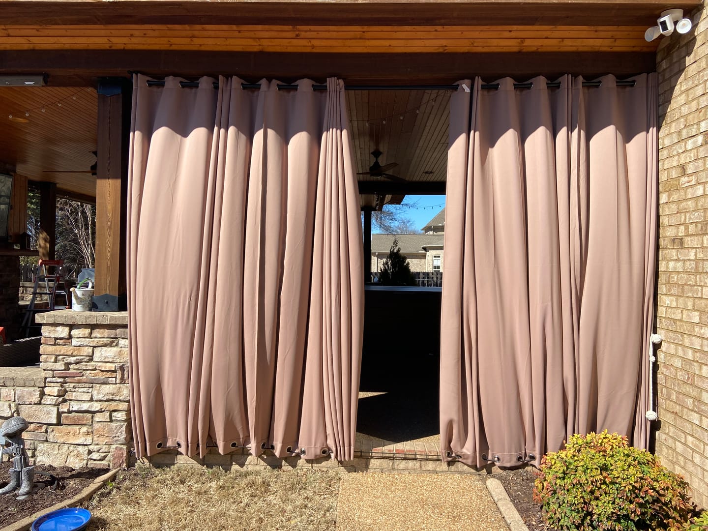 Customer photo review of Top & Bottom Grommet Windproof Outdoor Curtains for Patio 1 Panel