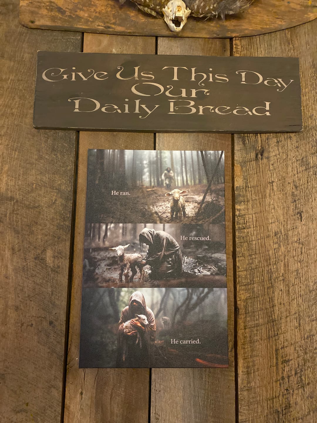 Customer photo review of He Ran, He Rescued, He Carried, Jesus and Lost Sheep, Wall Art Canvas