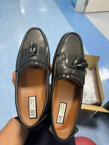 Customer photo review of Fringe Classic Loafer - Khakis with Tassel (Hand Painted Patina)