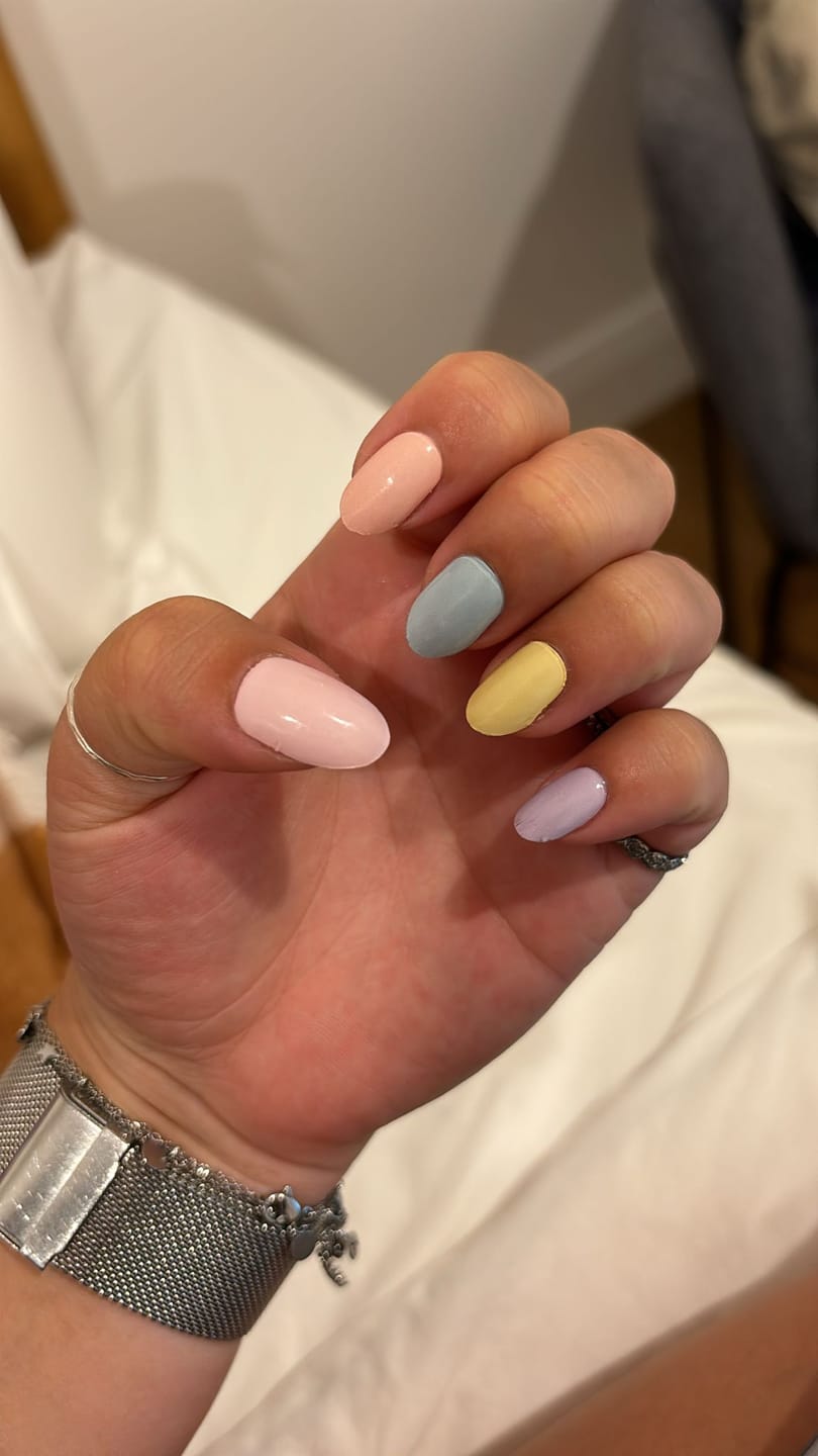 Customer photo review of Pastel Rainbow DIY Semicured Gel Nail Sticker Kit