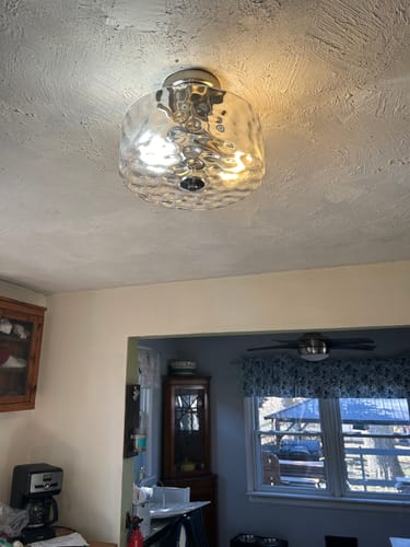 Customer photo review of Nickel Hammered Glass Semi Flush
