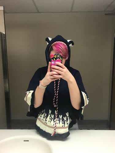 Customer photo review of Kawaii Style Rabbit Ears Hooded Pullover Cape