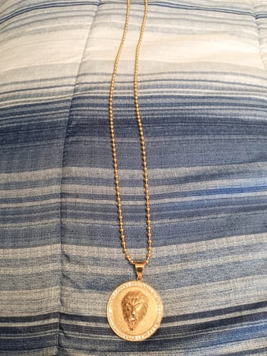 Customer photo review of 4mm 14K Gold IP Plated Steel Bead Chain