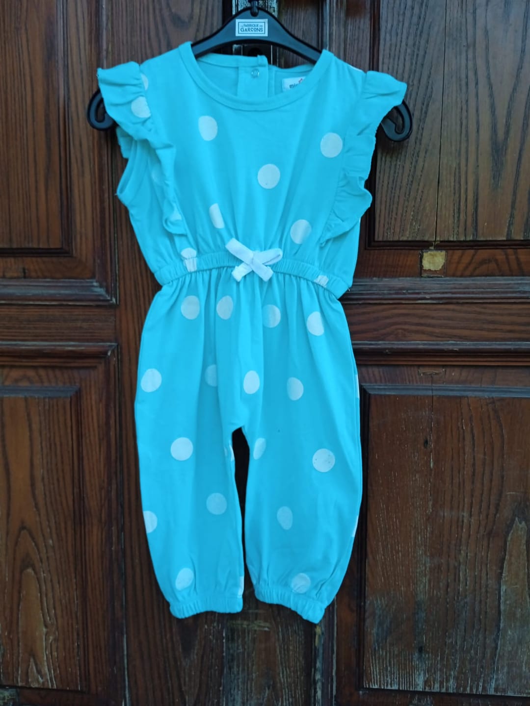 Customer photo review of Girls Fashion All Over Polka Dots Printed Soft Cotton Frill Jumpsuit