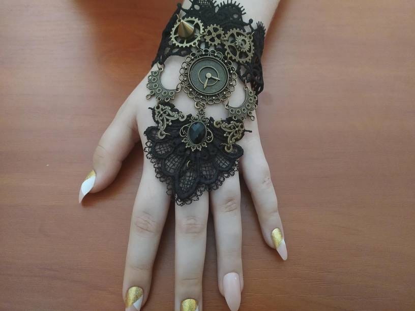 Customer photo review of Gothic Steampunk back hand glove