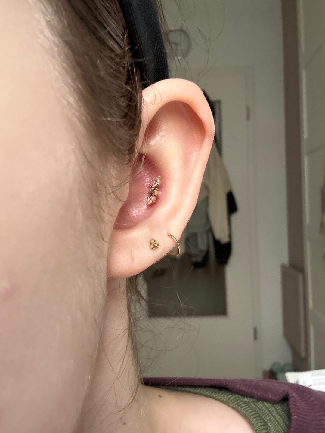 Customer photo review of Diamond Leaves Piercing | Titan